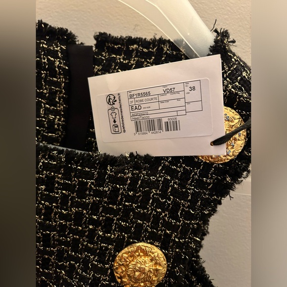 NWT Balmain A-line Round-Neck Woven Mini Dress - Picture 12 of 16